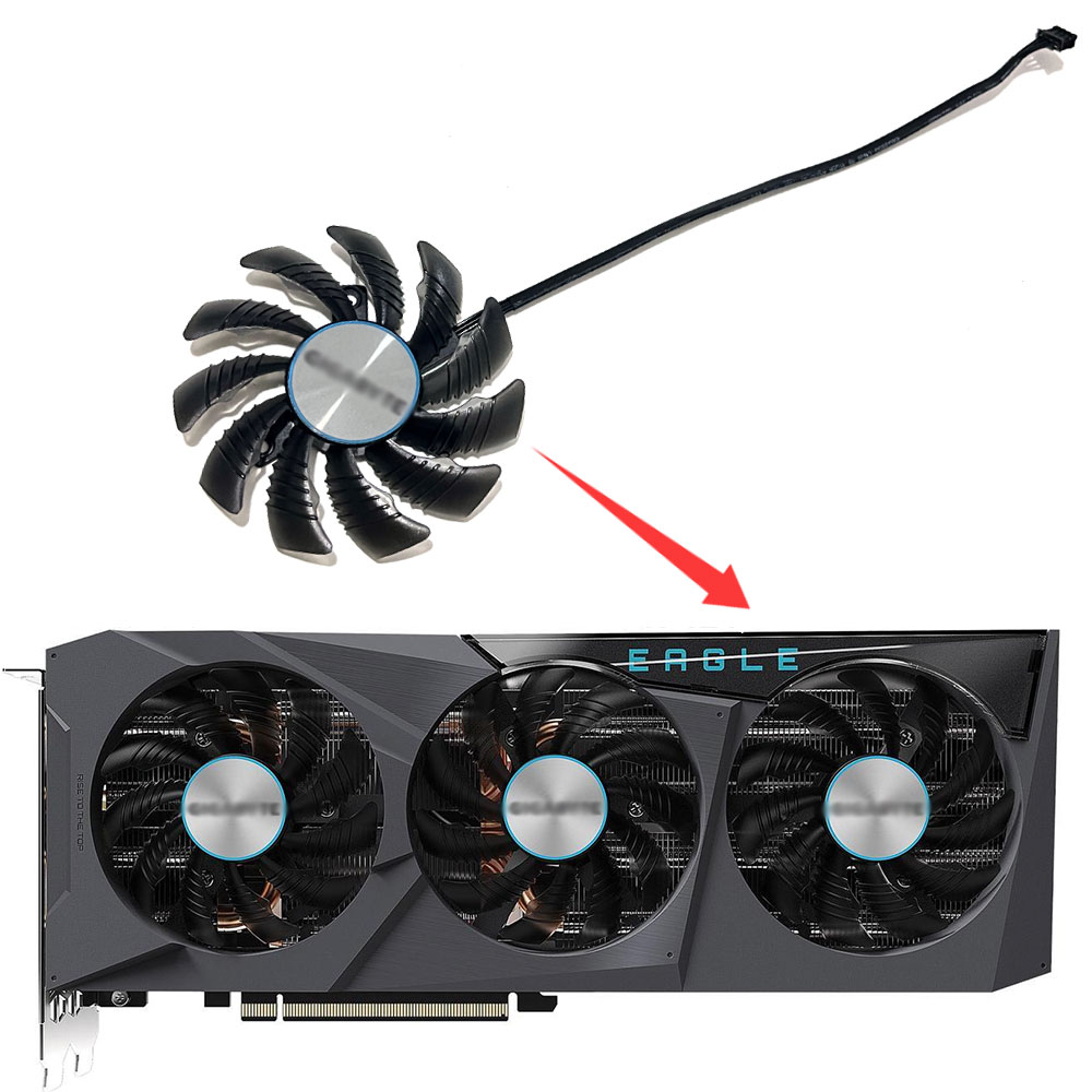 Original 75MM 4PIN 0.35A PLD08010S12HH T128010SU Video card cooling fan，For Gigabyte RTX 3070 EAGLE Video card: Silver