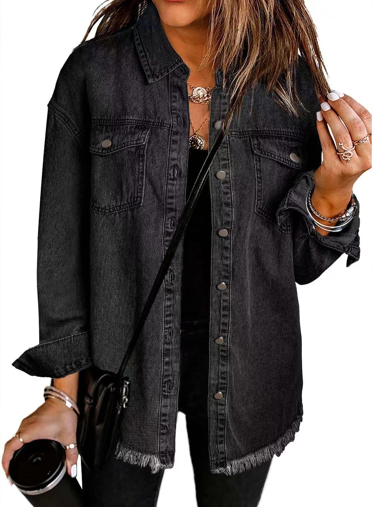 Camisas vaqueras holgadas informales lisas para mujer, camisas y blusas Vintage de gran tamaño para mujer, Tops juveniles a la para otoño 2025: XXL / Beige