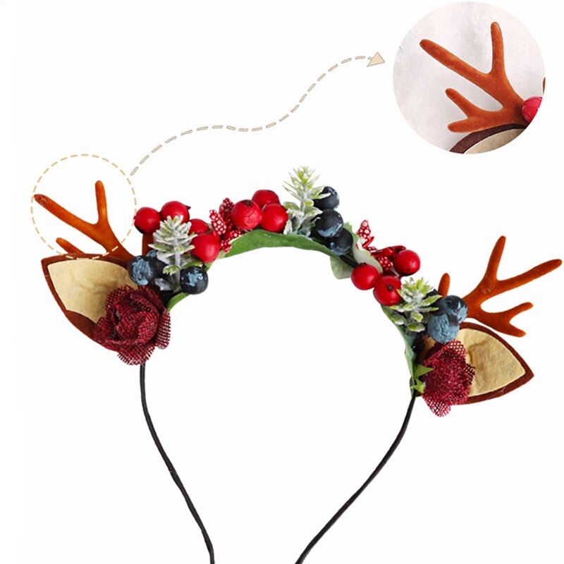 Christmas Deer Horn Headdress Elk Cat Ear Headband Kids Adults Hair Accessories Party Festival Year Decor Photo Props