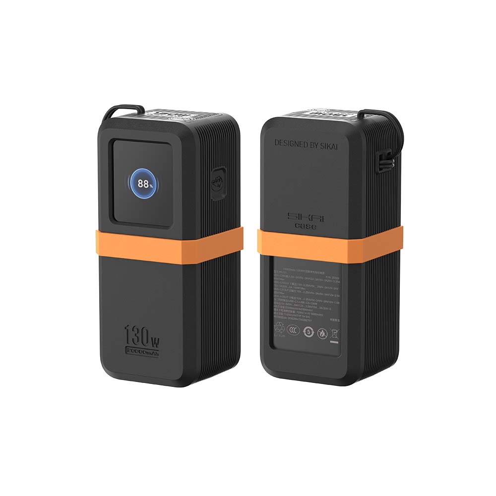 For Ugreen 130W/100W 20000mAh Power Bank Portable Travel-Friendly With Data Cable Storage & Anti Silicone Case: Yellow