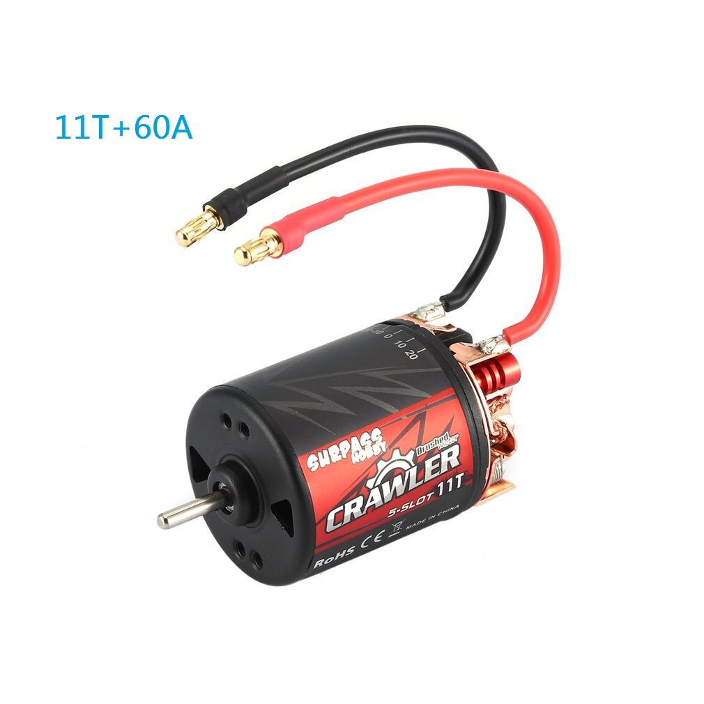 URPASSHOBBY 5-Slot 540 11T/13T/16T/20T Brushed Motor Speed Controller 60A/320A ESC Combo Set For 1/10 RC Crawler Brushed Car: 11T 60A