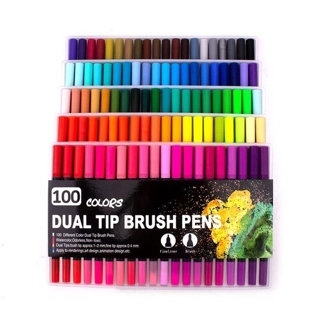 Aquarel Pennen Fineliners Art Markers Borstel Pennen Voor Tekening Schilderen Kalligrafie Art Supplies: 100 colors