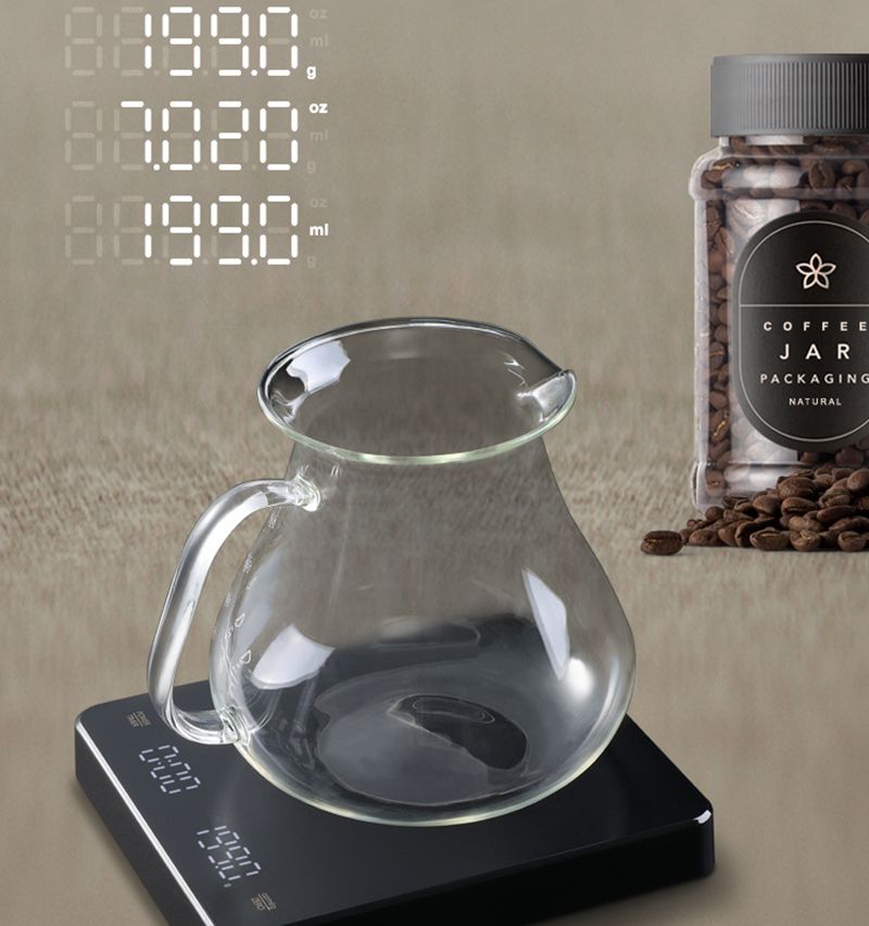 3kg 0.1 Digital Brewing Coffee Scale LED Screen Charging Pour Kitchen Scales Electronic Drip Coffee Weight Balance Timer Black