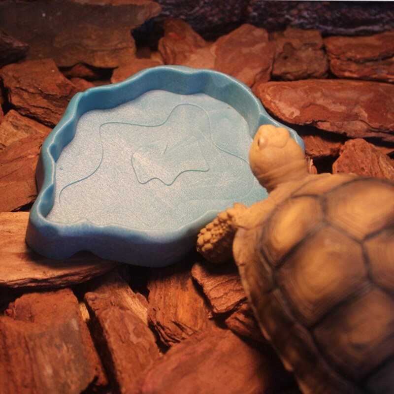 Alimentador de reptiles y tortugas para mascotas, cuenco, cuenco, bandeja de alimentación, plato, dispensador de agua y comida, olla U7ED