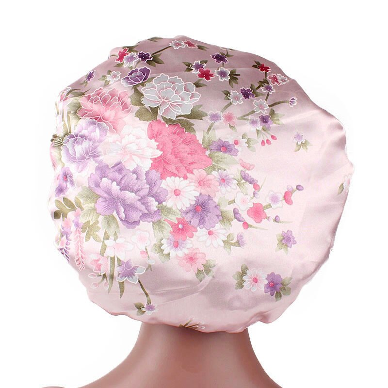 Gorro de satén para el pelo, gorro de ducha para dormir, diadema ancha de satén con gorro de noche, de Peinado Herramienta, 56-58cm: Rosa