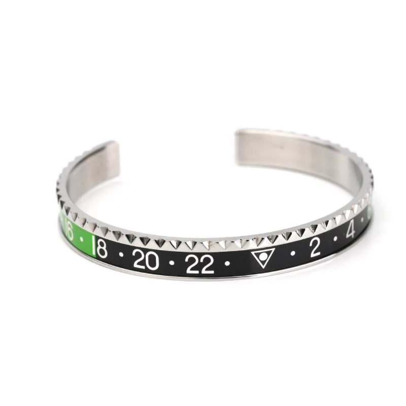 Bransoletka mankietowa ze stali nierdzewnej 12 kolorów w kolorze srebrnym ST01: steel balck green