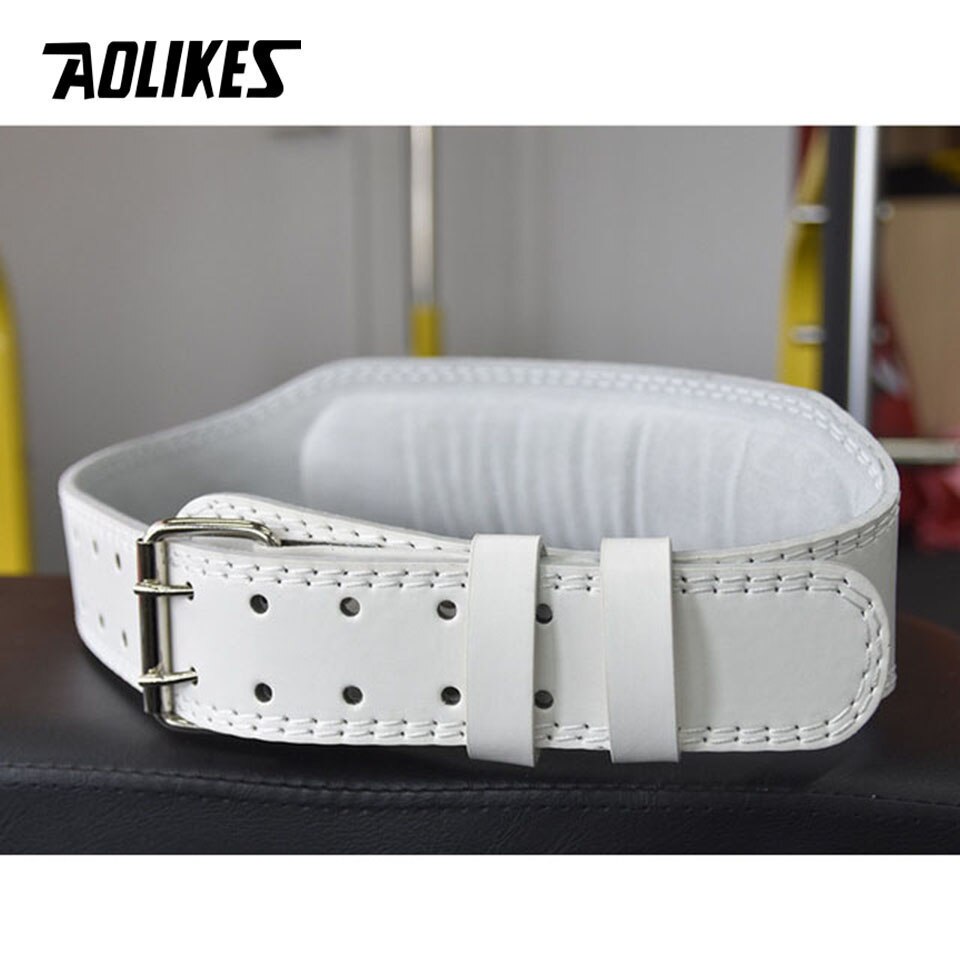 AOLIKES Wide Weightlifting Belt Bodybuilding Fitness belts Barbell Powerlifting Training waist Protector gym belt for back: White / L