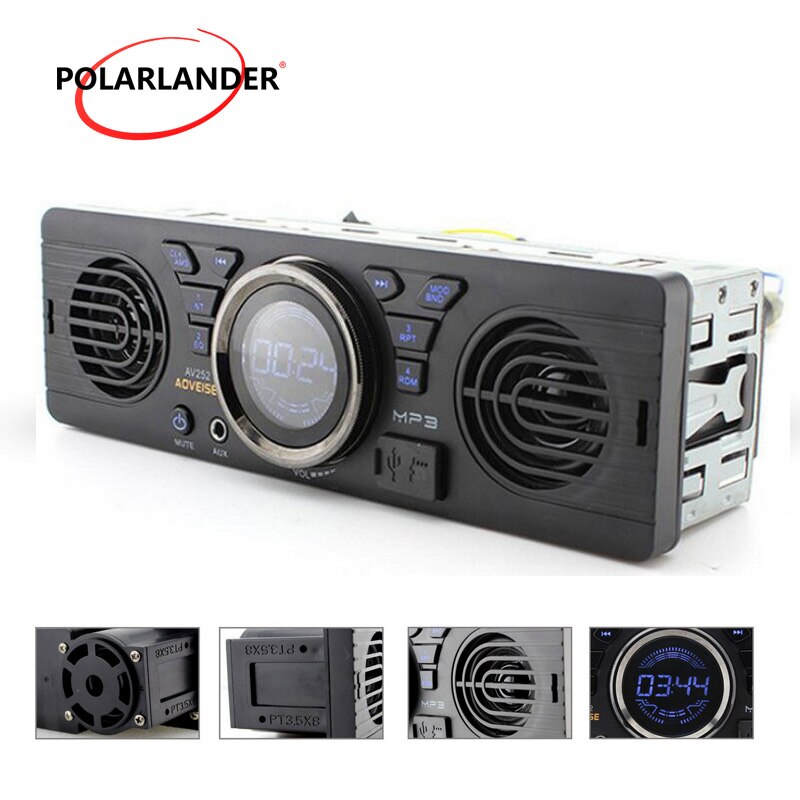 AV252 Built-in 2 Speakers Car Radio 1 Din Bluetooth Handfree FM USB SD AUX IN Audio Stereo In Dash MP3 Player 12V