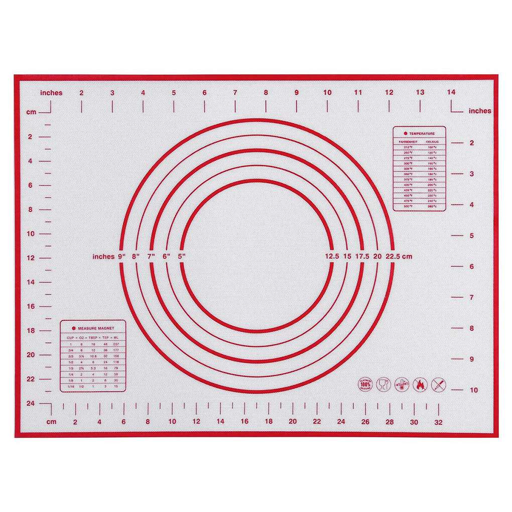 Silicone Baking Mat Nonstick Food Grade Silicone Knead Dough Rolling Mat Dual Scales Measurement Baking Pad Kitchen Accessories: 40X30cm red