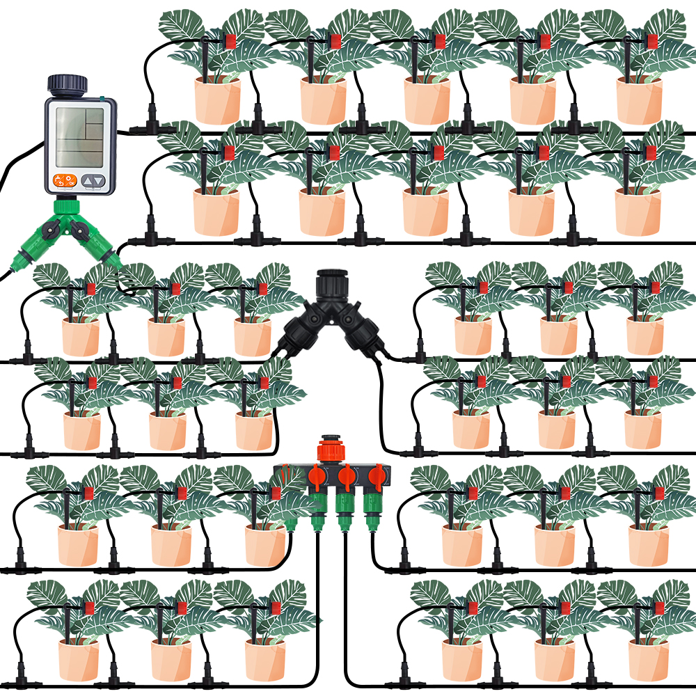WUJIE 30-800X Garden Drip Irrigation Dripper 1/4'' Adjustable Watering System Emitter Nozzle 4/7mm Hose for Greenhouse Flower