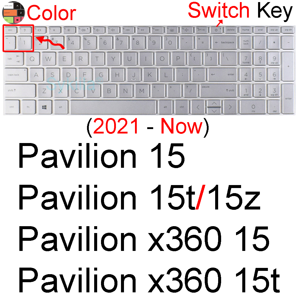 Cubierta de teclado para HP Pavilion 15, funda protectora de silicona, Accesorios para ordenador portátil, CB 15-CC 15-CD 15-Ck 15-CX 15-AB 15-AU: Color 2021-Now