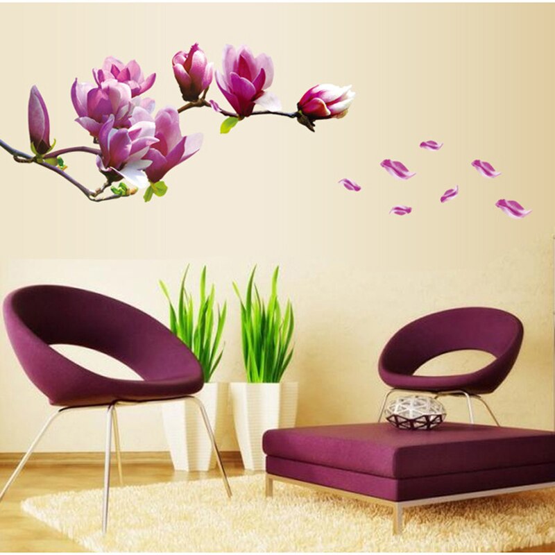 Romantische Magnolie blume Zauberstab Aufkleber wohnzimmer schlafzimmer hintergrund Deko Kunst Aufkleber Dekoration Abnehmbare aufkleber