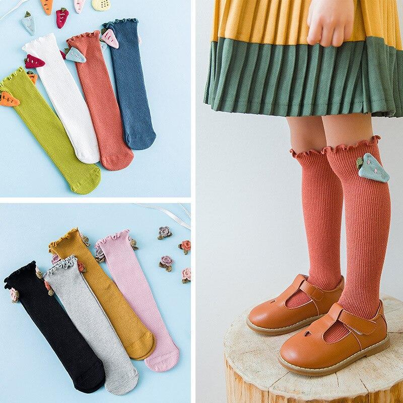 Calzini per bambina in cotone per bambini calzini carini calzini alti per bambini in stile principessa per accessori per abbigliamento per bambina 0-8Y
