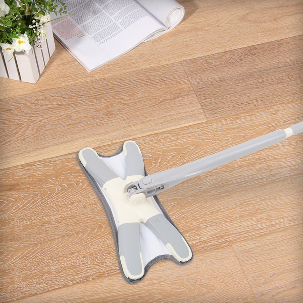 Wet Dry Dual Use Flat Mop Hands-Free Floor Cleaning Tool Wooden Floor Lazy Mop Stainless Steel Lengthened Mop Rod For Home