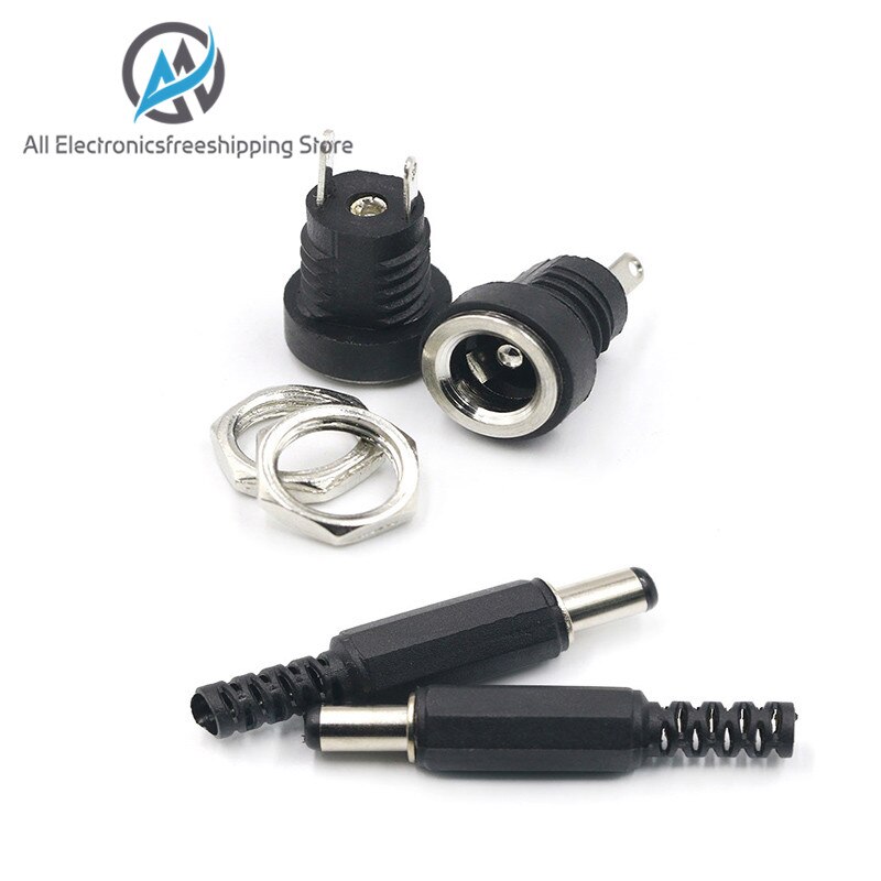 10Pcs Dc Power Connector Pin 2.1X5.5Mm Vrouw Plug Jack + Stekker Jack Socket Adapter Pcb mount Diy Adapter Connector 2.1X5.5: Male5 Female5 type1