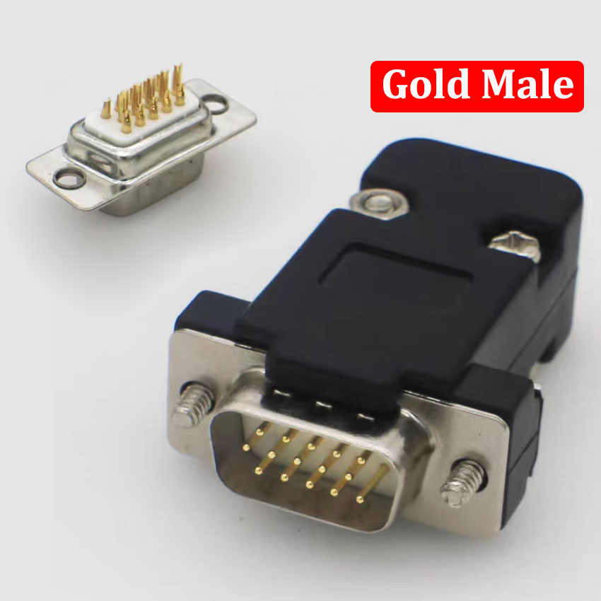 Conector adaptador DB15 de enchufe de soldadura VGA, conector DB15 hembra y macho, puerto D Sub HDB15, enchufe de 3 filas y 15 pines, interfaz de vídeo de ordenador: Blanco