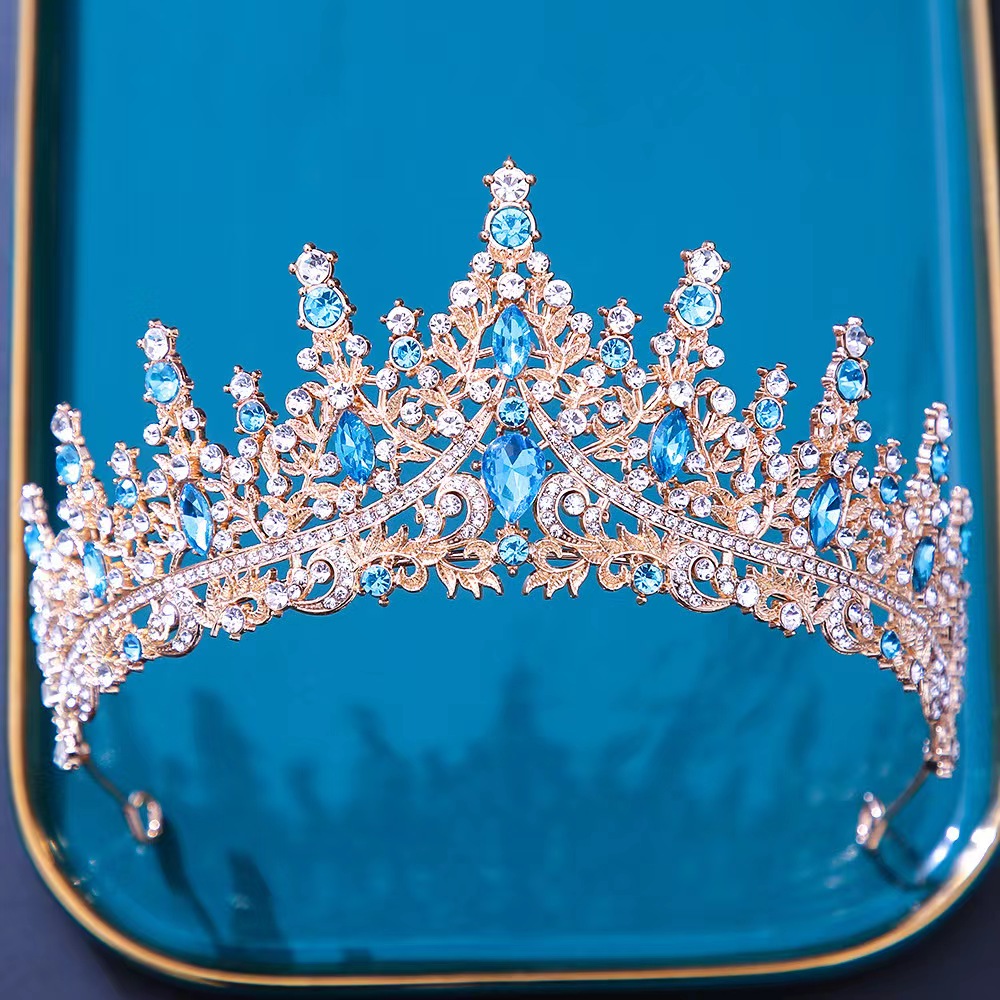 Barok Kristal Tiara 'S En Kronen Voor Vrouwen Bruid Strass Prom Diadeem Bruids Bruiloft Haaraccessoires Sieraden Kroon Tiara: Antique Gold Plated