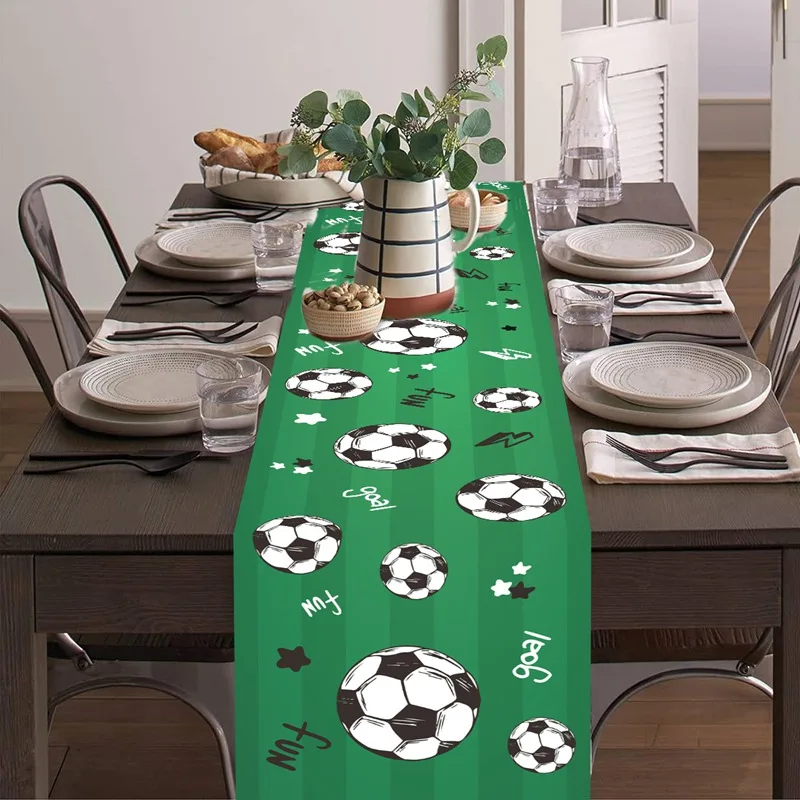 1pc Soccer/Football Party Table Flag Table Centerpiece Soccer Birthday Decorations Sports Theme Party Table Runner Table Cover