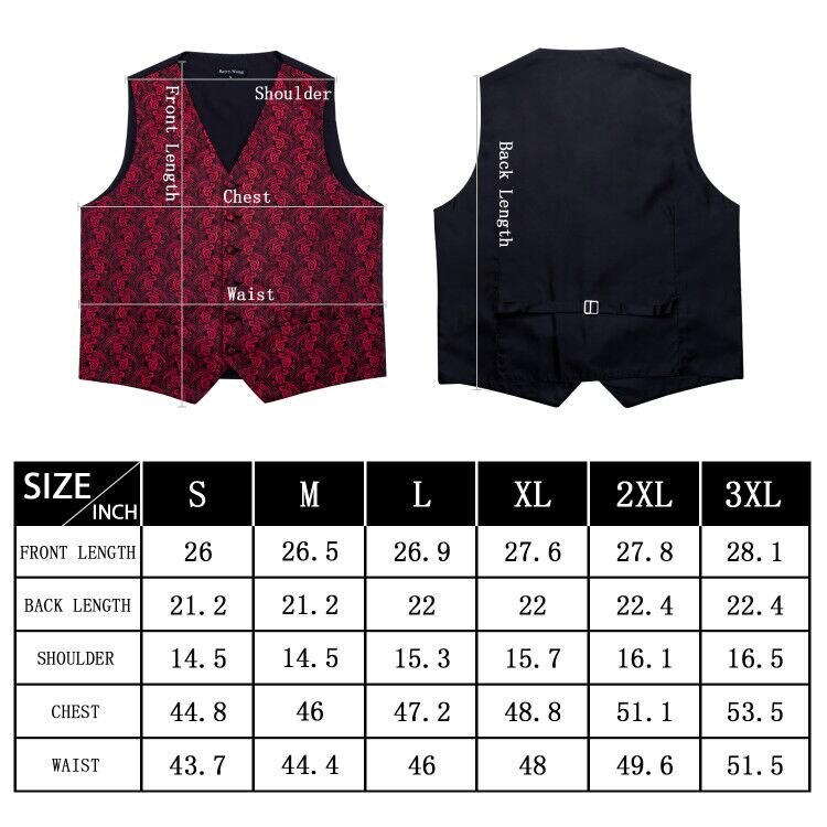 Mannen Zijden Pak Vest Zwart Paisley Vest Bowtie Zakdoek Manchetknopen Set Huwelijkscadeau Zakelijke Formele Ml-2003 Dobby