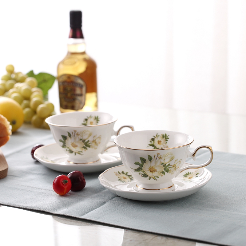 Juego de tazas de té de Taza de Café de Cerámica chino de con de flor, juego de tazas de té elegantes y platillo, juego de cuchara, el mejor