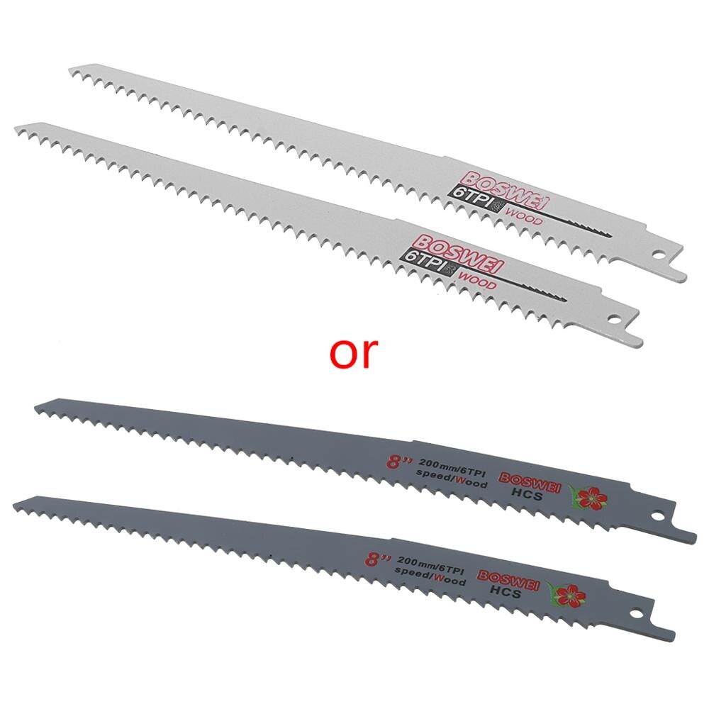 2 stuks koolstofstaal 6 tpi 200mm reciprozaagbladen voor het zagen van metaal en hout