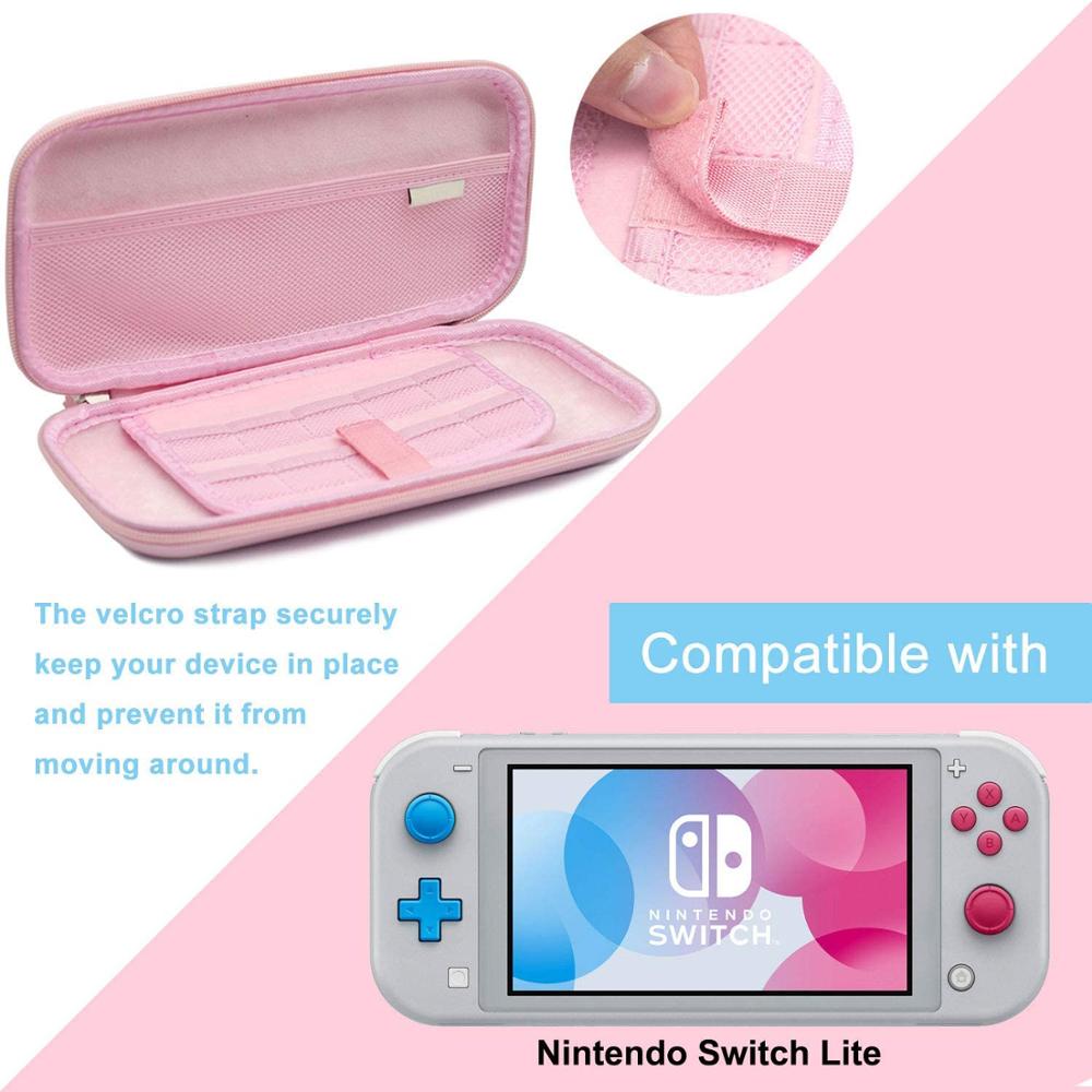 Pink Travel Carrying Case Kit for Nintendo Switch/Lite Accessories Hard Portable Protective Bundle Water-Proof Shell with Glass