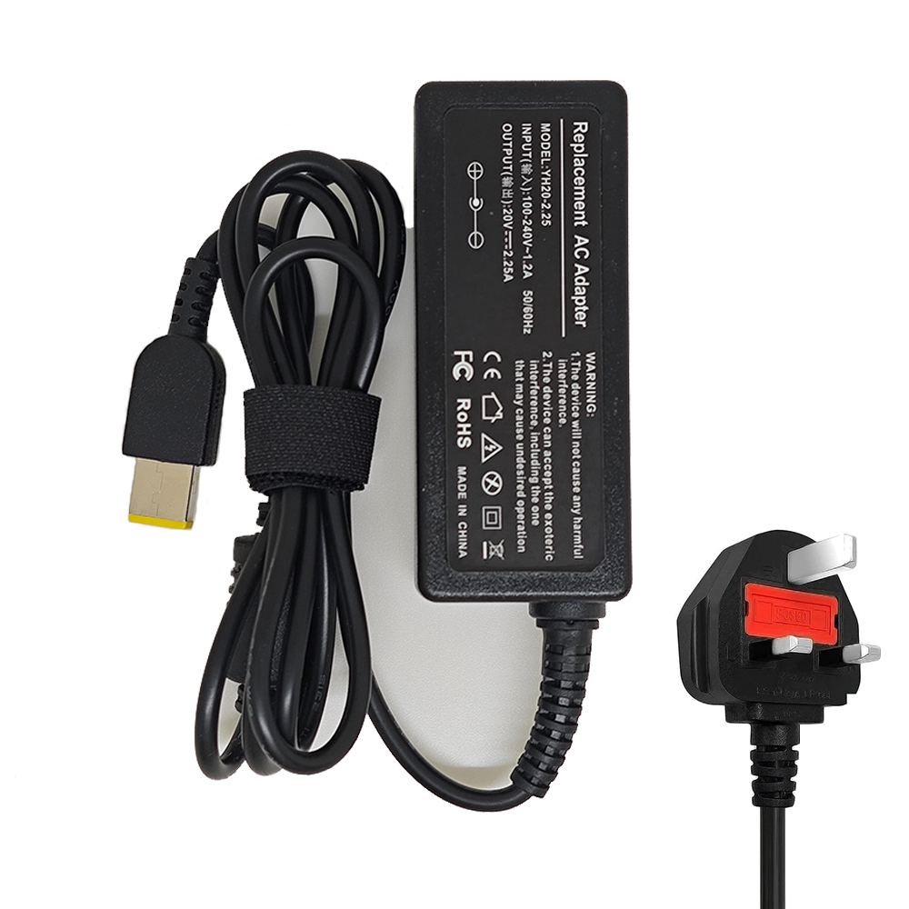 Laptop Charger 45W 20V 2.25A Slim Tip AC Adapter ADLX45NCC3A for Lenovo ThinkPad X230s X240 X240S X250 X260 X270 T440 T440S: Yellow