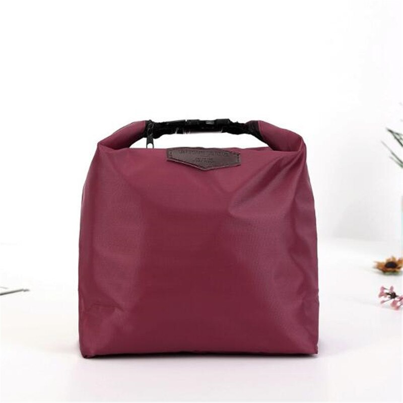 Waterdichte Koeltas Nylon Praktische Kleine Draagbare Ijs Zakken 6 Kleur Thermos Lunchbox Picknick Packet Bento Box Voedsel Thermische tas: Wine Red