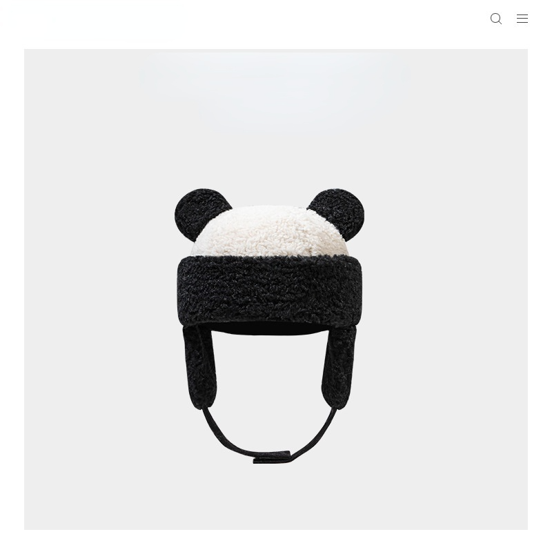 Sombreros de mujer adecuados para cara redonda de felpa, protección para las orejas, orejas de oso, otoño e invierno, sombrero cálido, gorra de bombardero japonesa: Negro