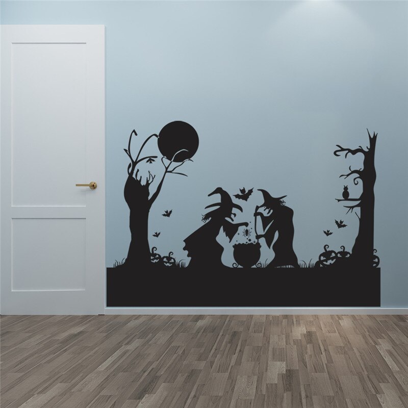 Window Wall Sticker Witch Wallpaper Halloween Wall Stickers Stickers Decoration Vinyl Decal Kid Room Home 3D