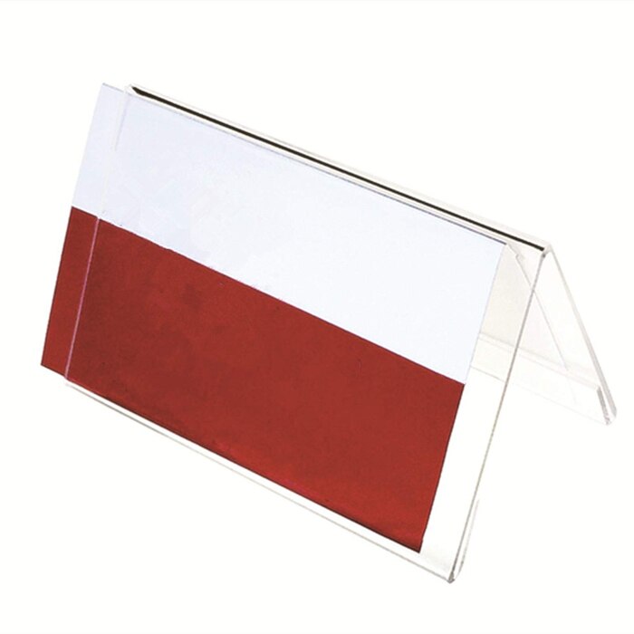 XRHYY 5 Pcs Clear Acrylic Two-Sided Nameplate, V-Shaped Office Desktop Sign Display Stand Price Name Business Card Label Stand: 120x80mm