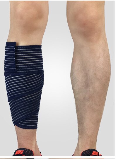 90*7,5 CM Protector de pierna elástico cinta vendaje de baloncesto fútbol calentadores de piernas de ciclismo compresión pantorrilla Brace: Azul