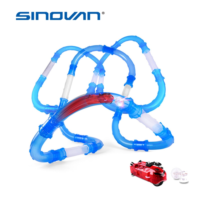 Diy Gemonteerd Treinstellen Rc Speelgoed Auto Kinderen Buizen Racing Trucks Afstandsbediening Snelheid Buizen Auto Race Track Flash Licht building