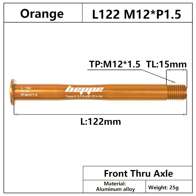 HEPPE MTB Rennrad Ultraleicht Steckachse Vorderradgabel Welle Spieß 12x100/110 Hinterradnabe Steckachse 12x142 12x148 Orange Steckachse: verrotten