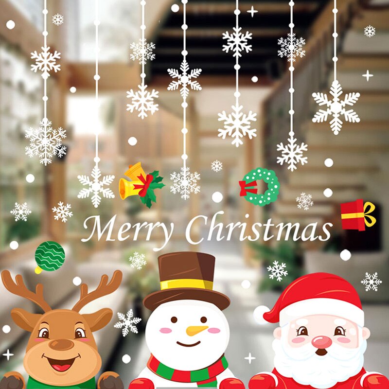 Christmas Wall Stickers Double-sided Static Window Glass Stickers Christmas PVC Self-Adhesive Wall Stickers Xmas Decoration