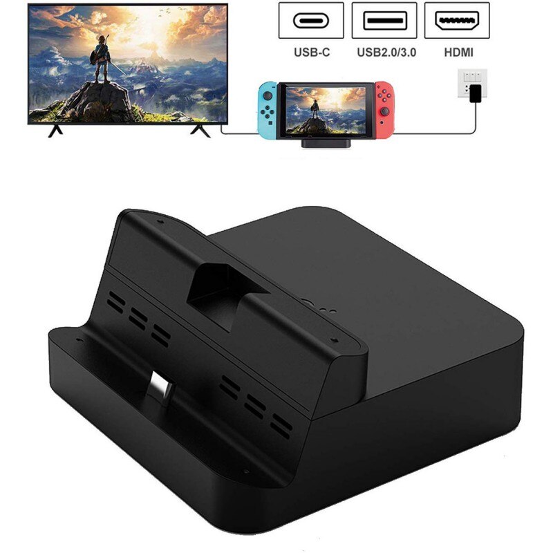 Portable Dock for Nintendo Switch, GuliKit Docking Station with USB-C PD Charging Stand, HDMI Adapter and USB 3.0 Port