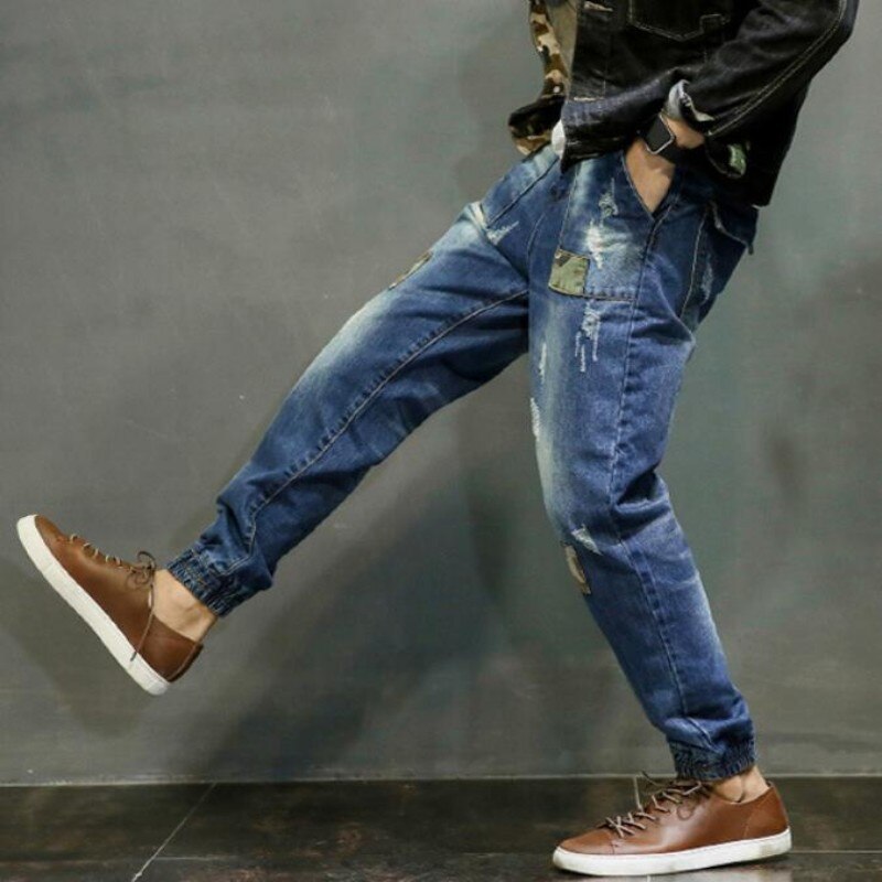 Jean Baggy déchiré pour hommes, pantalon crayon déchiré avec trous coniques, décontracté, Hip Hop, grande taille, S-4XL