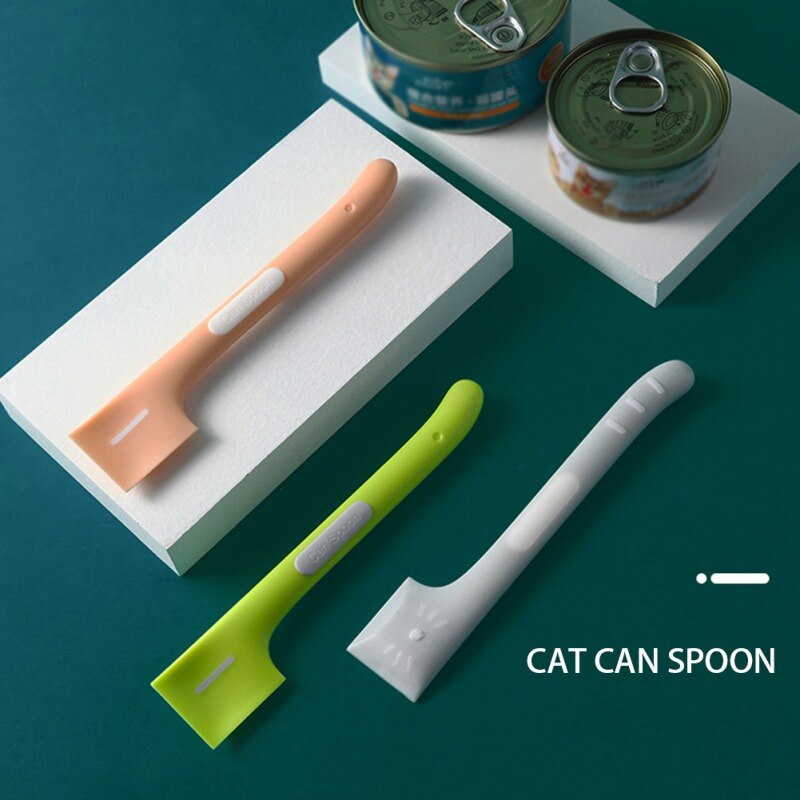 Cat Canned Food Spoon Pet Food Mixing Spoon Scraper Pet Feeding Tools Long Handle Scoops For Dogs Cats Feeding Bowl