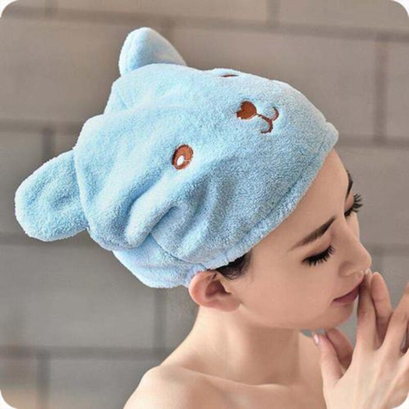 Bære mikrofiber hår turban hurtigt tørt hår hat indpakket håndklæde badehætte