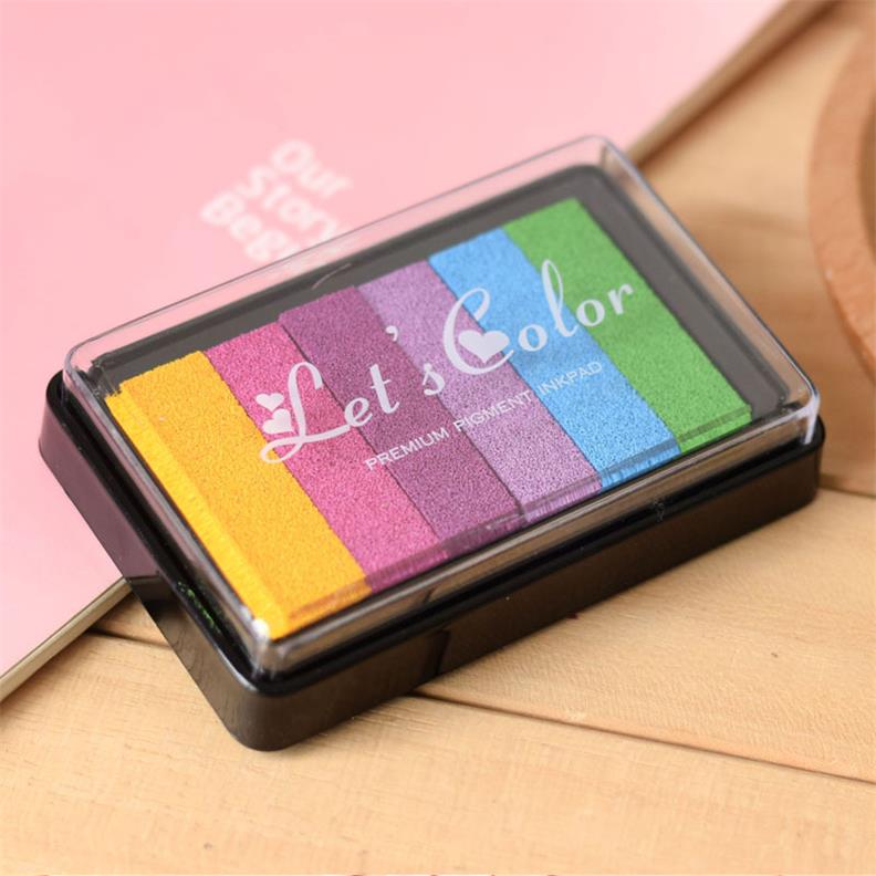 6 Colors Children's Fingerprints DIY Scrapbooking Vintage Artcrafts Ink pad Colorful Inkpad Stamps Oil Based Decorative Stamp: Default Title