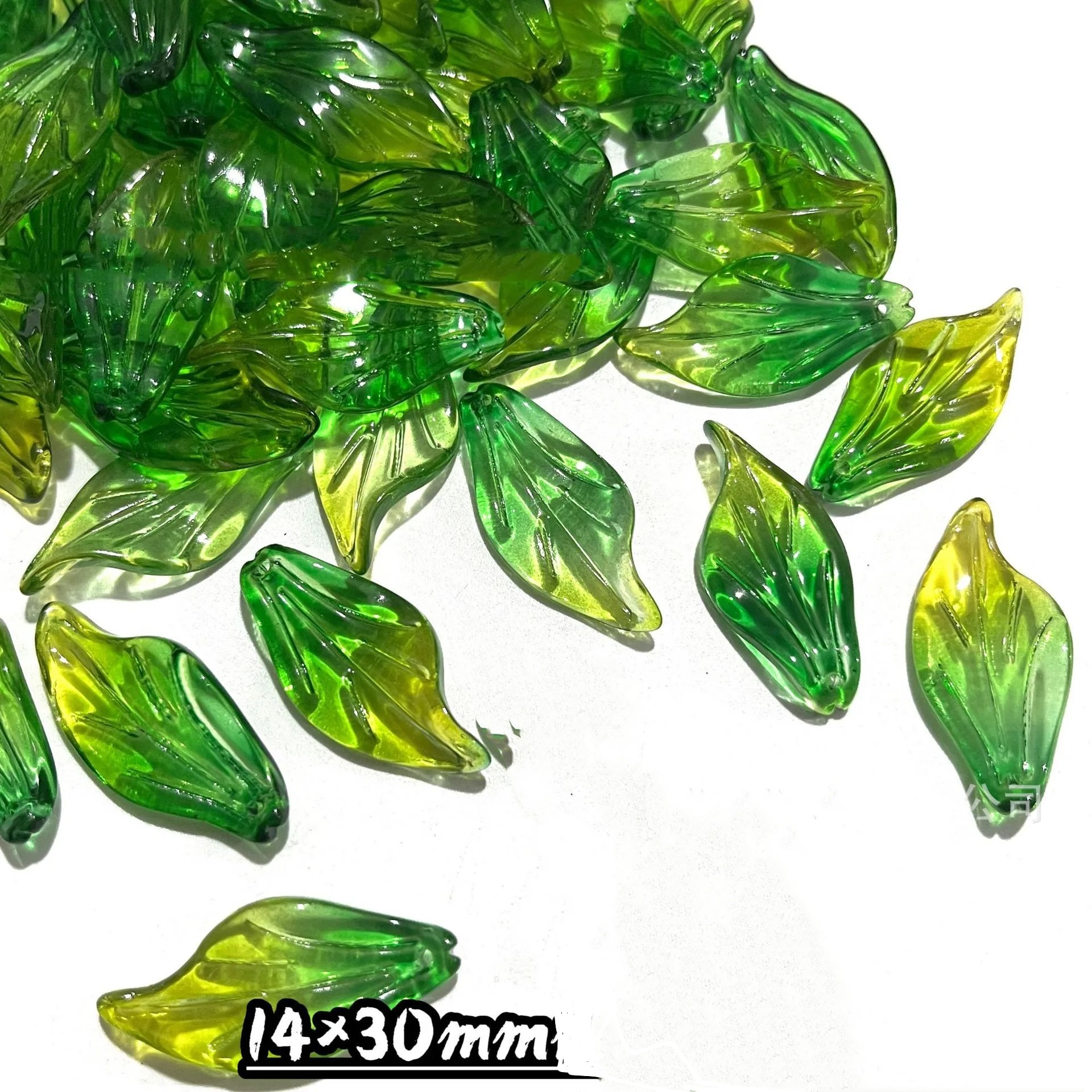 30/50 Uds. Cuentas de hojas de cristal para joyería, cuentas de hojas verdes de Murano para hacer pulsera, collar, accesorios DIY hechos a mano a granel