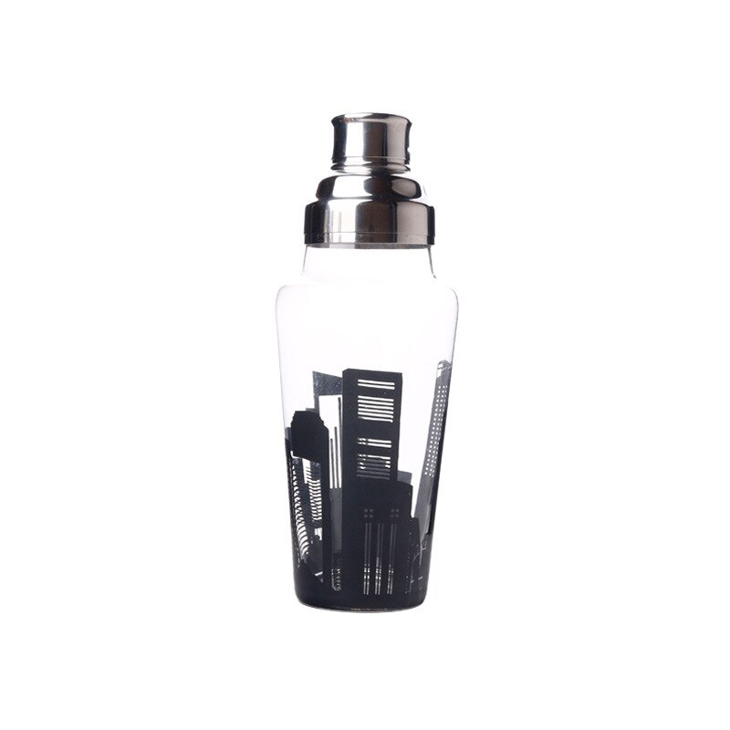 Deouny 1000ml glasaktig cocktailshaker retro trestegsmönstrad cocktail minibar bartending shaker bartender bartillbehör
