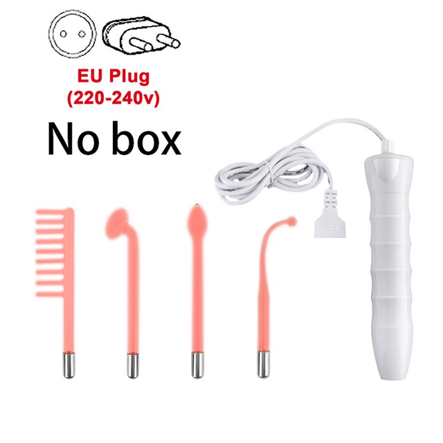 4 IN 1High Frequency Electrode Facial Machine Portable Electrode Wand Acne Spot Wrinkle Remover Hair Growing Tubes Skin Tighteni: EU  PLUG no box