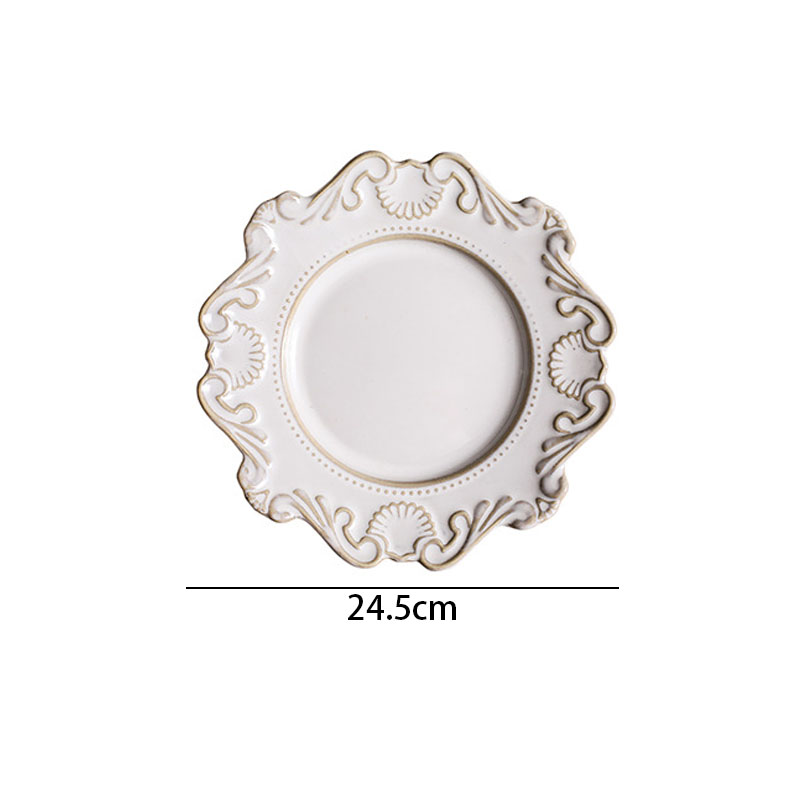 Ensemble d&#39;assiettes et plats en céramique, style Baroque européen, plats modernes pour la maison, Restaurant occidental, plat à Steak de table: A-large