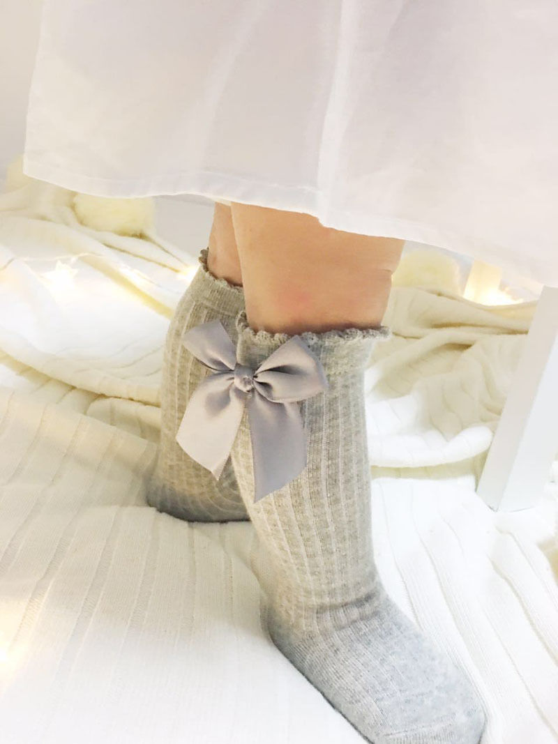 0-4Y Infant Baby Girl Socks Knee High Bows Princess Socks Cute Long Tube Booties Socks 5 Colors