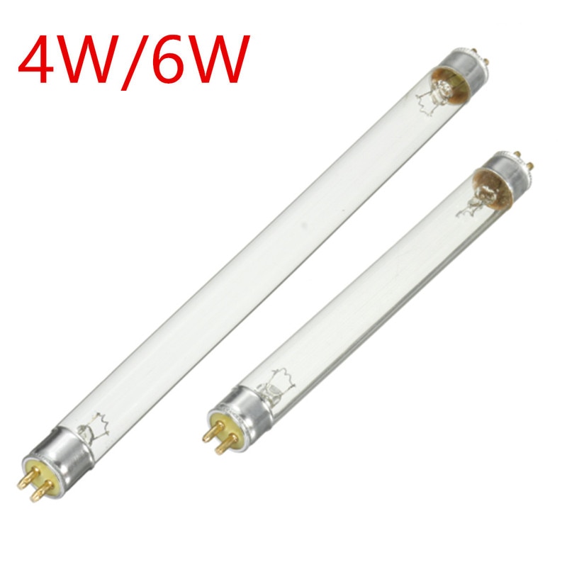 T5 4w/6w uv desinfektionslampe rør ultraviolet lampe lyseblå 14.8cm/22.5cm steriliserende pærer understøtter