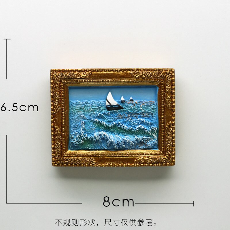 Verdensberømt maleri van gogh maleri billedramme 3d køleskabsmagneter stjernehimmel solsikke siesta køleskab klistermærker: Ved havet