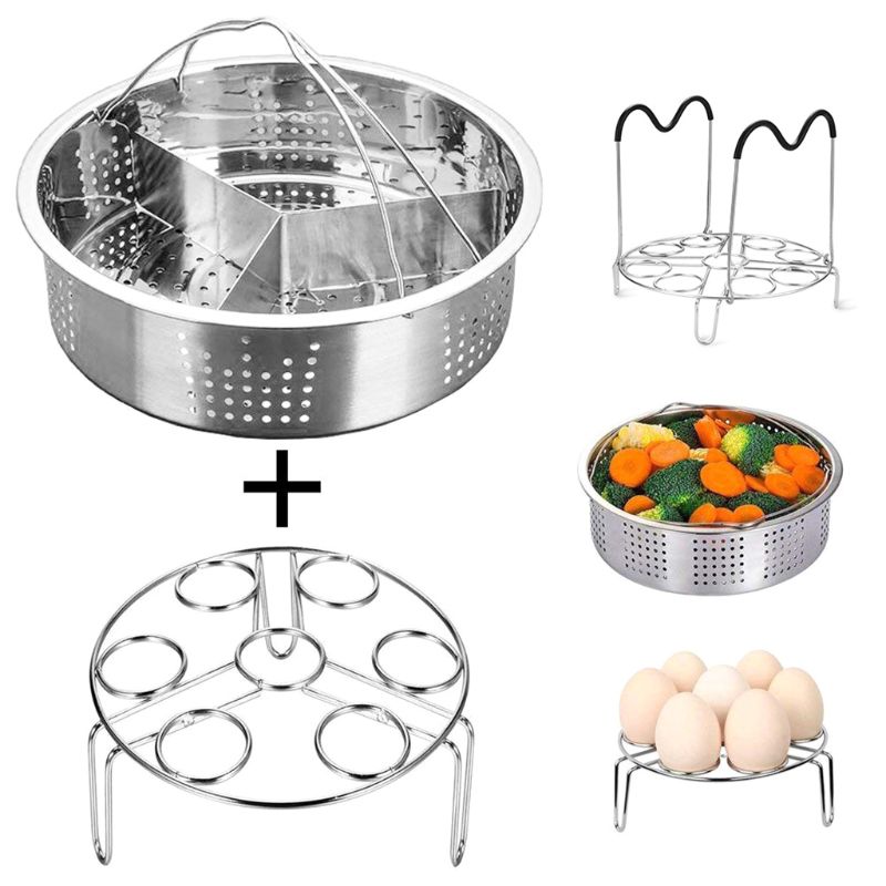 3 stks/set Roestvrij Staal Ei Stoomboot Mand Rack Divider Instant Pot non-stick Snelkookpan Accessoires D5BD