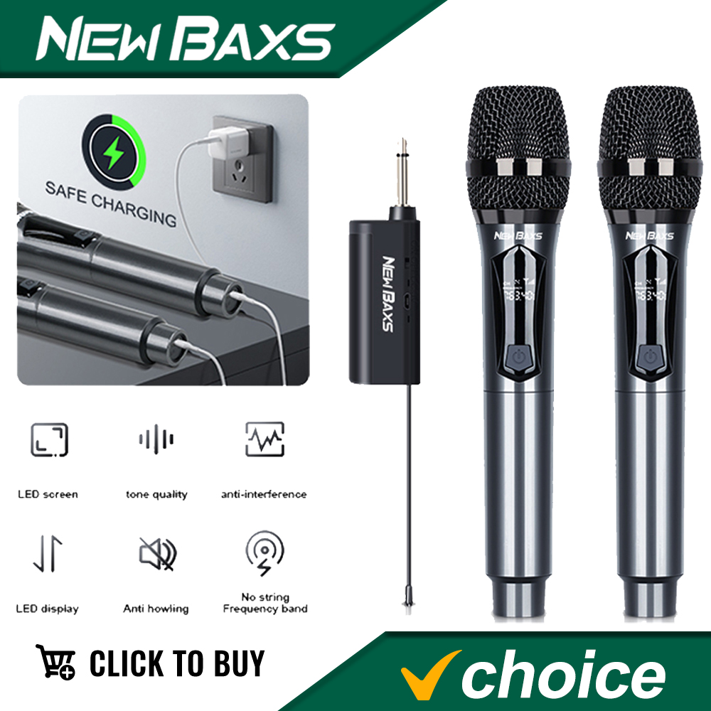 Wireless Microphone 2 Channels UHF Handheld Mic Micphone For Party Karaoke Church Show Meeting