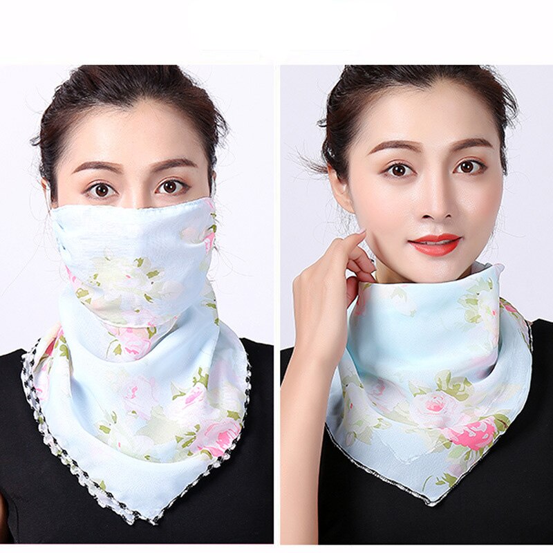 Rooxin Women Face Scarf Bandana with Ear Loops Outdoor Sport Cycling Face Mask Sun Protection Mask Neck Scarf for Hiking Camping: Type 1